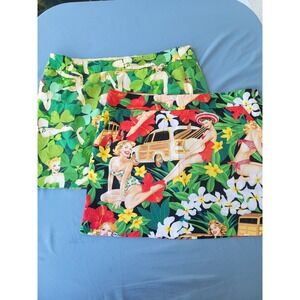 Loudmouth Golf Skirt Lot 2 Pin Up Girl Shamrock Tropical Hawaiian Womens 14
